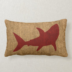 Nautical Shark Rustic Red Pillow