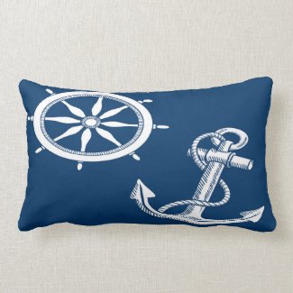 Nautical Ship Anchor Ships Wheel Lumbar Pillow