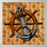 Nautical Ships Wheel And Anchor Posters