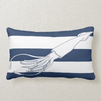 Nautical Squid Blue Stripe Lumbar Pillow