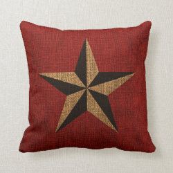 Nautical Star Rustic Red Throw Pillow