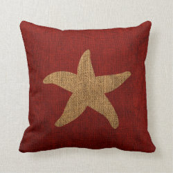 Nautical Starfish in Rustic Red and reverse Pillow