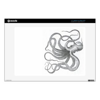 Nautical steampunk octopus Vintage book drawing 13" Laptop Skin