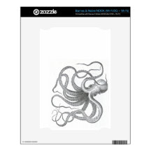 Nautical steampunk octopus Vintage book drawing NOOK Skins