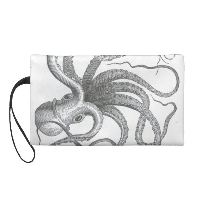 Nautical steampunk octopus vintage book drawing wristlet purses