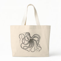 Nautical steampunk octopus vintage design canvas bags