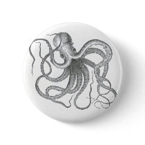 Nautical steampunk octopus vintage design buttons
