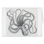 Nautical steampunk octopus vintage design card