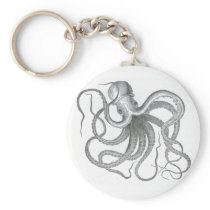 Nautical steampunk octopus vintage design keychain