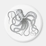 Nautical steampunk octopus vintage design fridge magnet