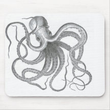 Nautical steampunk octopus vintage design sci fi mouse pad