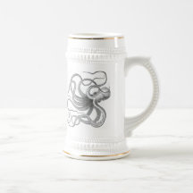 Nautical steampunk octopus vintage drawing stein coffee mug