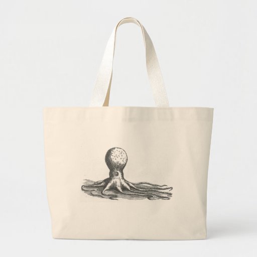 Nautical steampunk vintage octopus book drawing tote bags