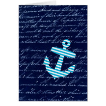 Nautical Stripe anchor handwriting design Cards
