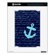 Nautical Stripe anchor handwriting design Decals For NOOK