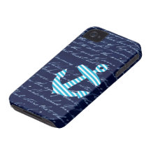 Nautical Striped blue anchor iphone 4 case