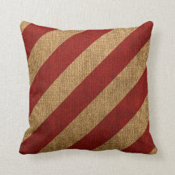 Nautical Stripes in Rustic Red Throw Pillow