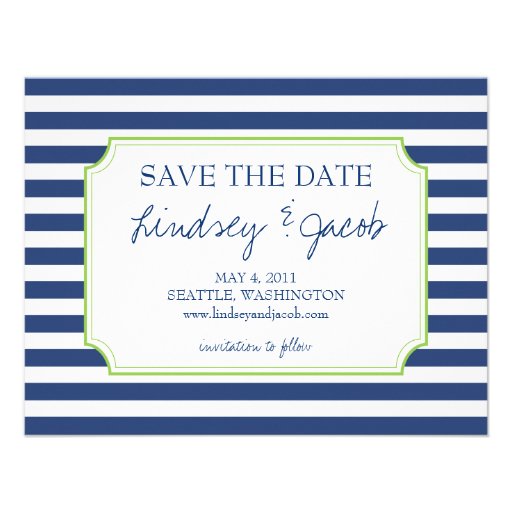 Nautical Stripes Save the Date Custom Invite