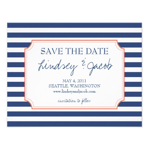 Nautical Stripes Save The Date 4 25x5 5 Paper Invitation Card Zazzle Nautical Save The Date Template