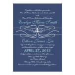 Nautical Swirl Wedding Invitation in Navy