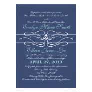 Nautical Swirl Wedding Invitation in Navy