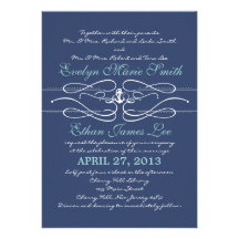 Nautical Swirl Wedding Invitation in Navy