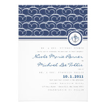 Nautical Swirls Monogram Wedding Invitation