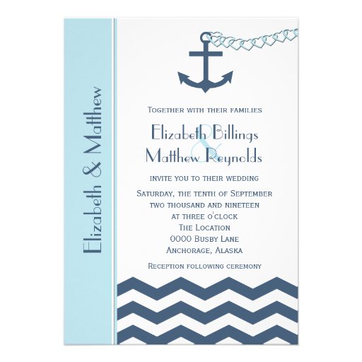 Nautical Themed Wedding Invitations Blue