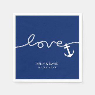 Nautical Tying the Knot Anchor Wedding Napkin