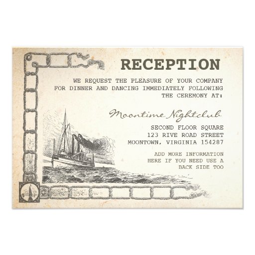 nautical vintage boat reception cards