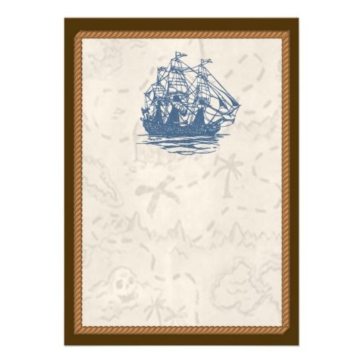 Nautical Vintage Ship Treasure Map Invitation (front side)