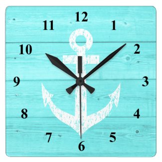 Nautical wall clock | ship anchor and wood panels