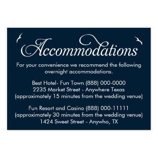 Wedding Accommodation Card Template Free