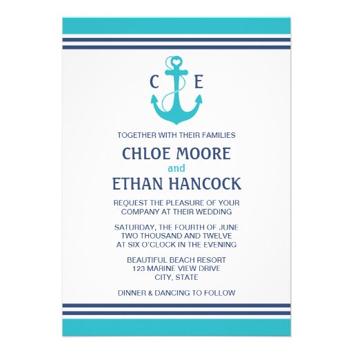 Nautical Wedding Custom Invite