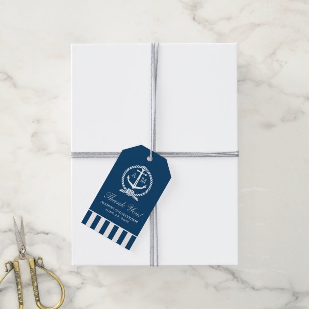 Nautical Wedding Favor Tags | Anchor Monogram Pack Of Gift Tags-2