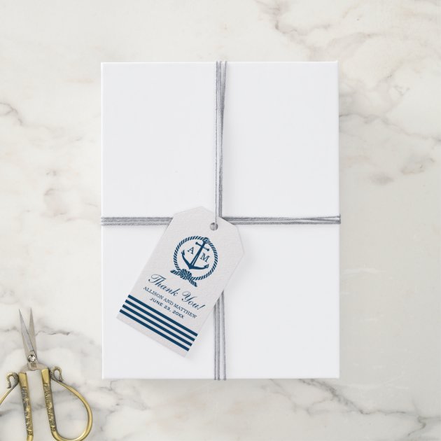 Nautical Wedding Favor Tags | Anchor Monogram Pack Of Gift Tags 3/3