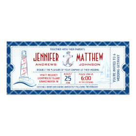 Nautical Wedding Invitation Ticket