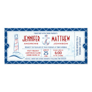 Nautical Wedding Invitation Ticket 4