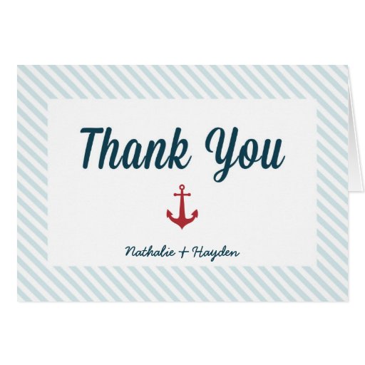 Nautical wedding thank you card Zazzle