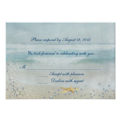 Nautical Wedding with starfish RSVP Invitation (front side)