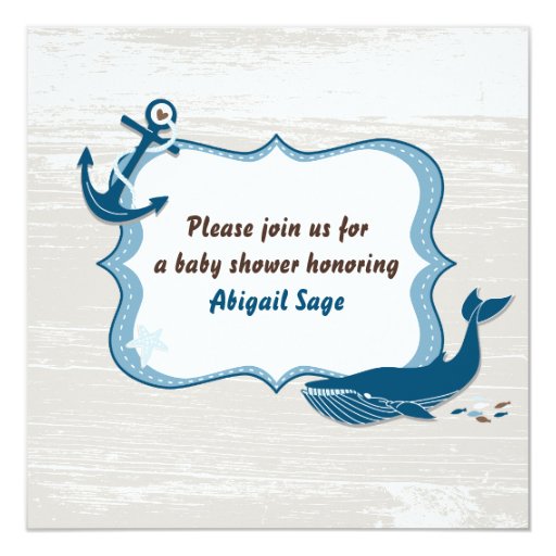Nautical Whale Ocean Baby Shower Invitation Boys Zazzle