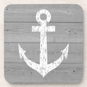 Nautical wooden drink coasters with boat anchor