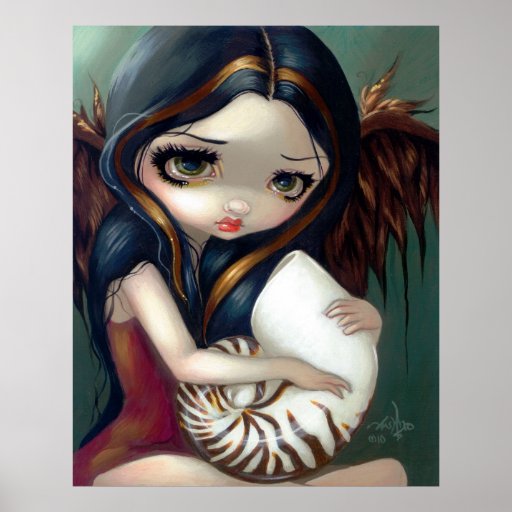Nautilus Angel ART PRINT gothic fairy seashell fae