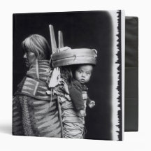 Navaho woman carrying a papoose on her back 3 ring binder