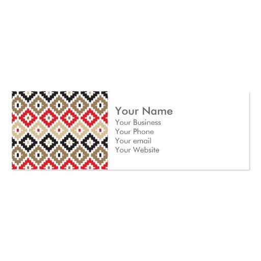 Navajo Aztec Tribal Print Ikat Diamond Pattern Business Card Templates (front side)