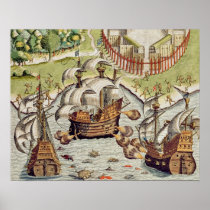 Naval Battle between the Portuguese and French Poster