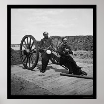 Naval Officers on a Cannon in Charleston, SC 1865 Posters