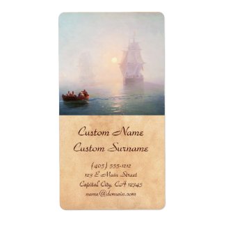 Naval Ship Ivan Aivazovsky seascape waterscape sea Custom Shipping Label