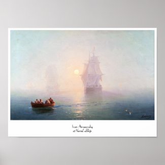 Naval Ship Ivan Aivazovsky seascape waterscape sea Posters