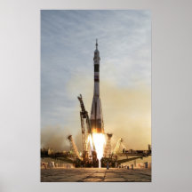 Nave espacial del poster del lanzamiento de Soyuz 